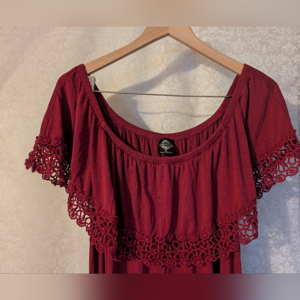 CalStyle BOHO MAXI Dress Sz. XL Red - Picture 9 of 15